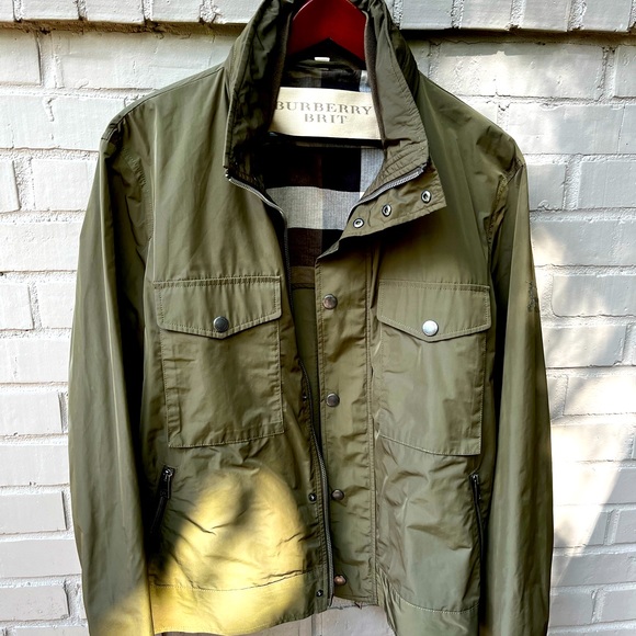 Burberry Jackets & Coats Burberry Brit Olive Rain Jacket With Zip